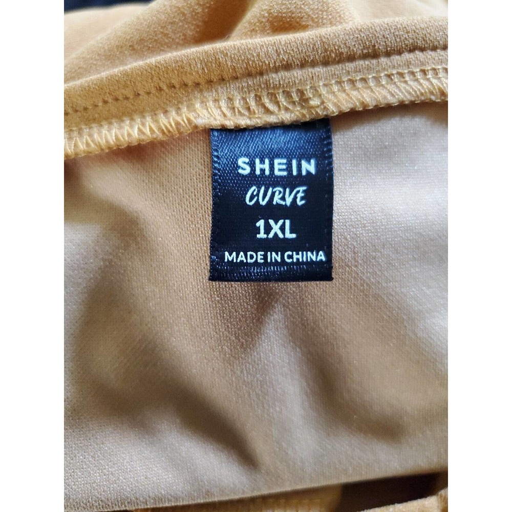 Shein Women's Gold Buttons Sheer Hem Accent A-Line Knee Length Sundress 1XL - Picture 11 of 11